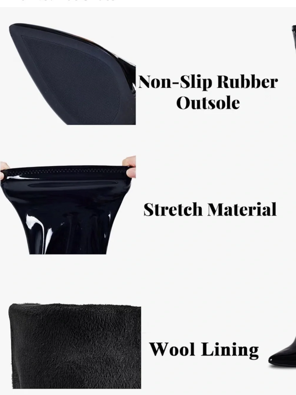 Women's Black thigh high Patent Over-the-Knee Stiletto Boots